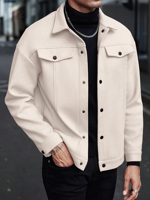 LAPEL POLYESTER JACKET FOR MEN