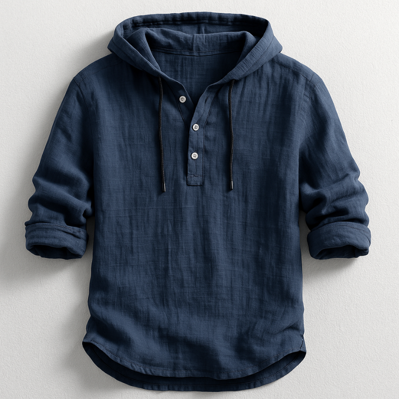 LINEN HOODED SHIRT FOR MEN
