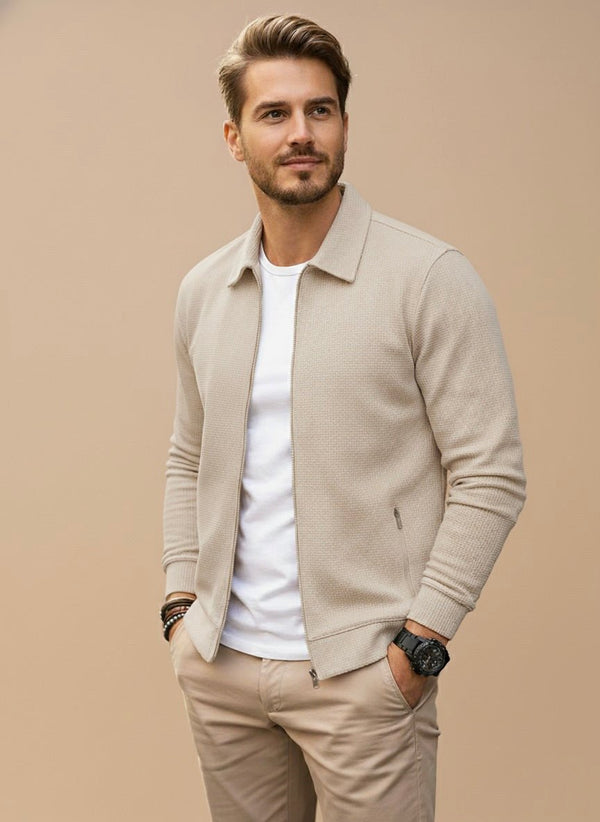 TEXTURED ZIP VEST FOR MEN