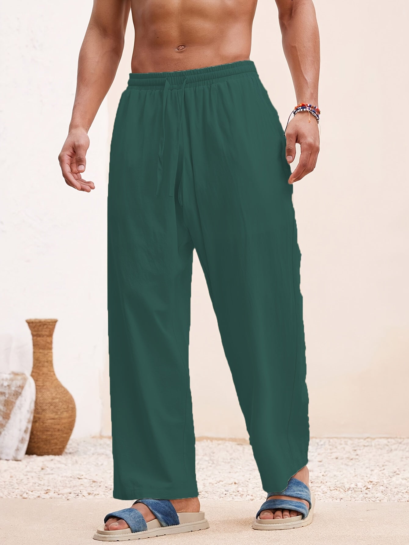 SOLID COLOUR TROUSERS FOR MEN