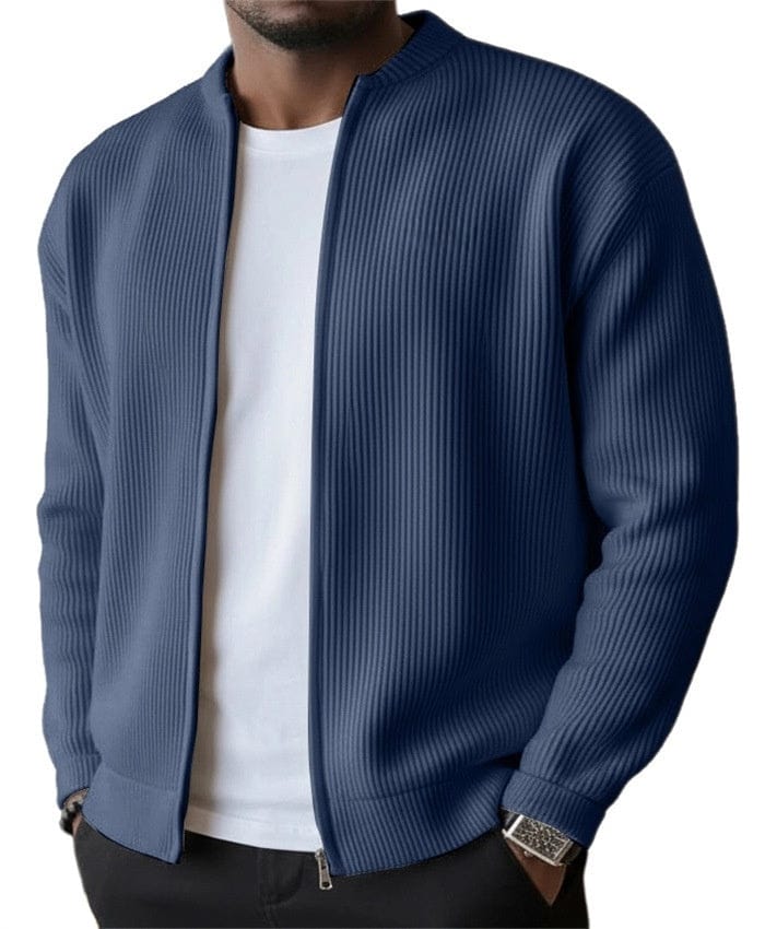 RIBBED ZIP CARDIGAN JACKET FOR MEN