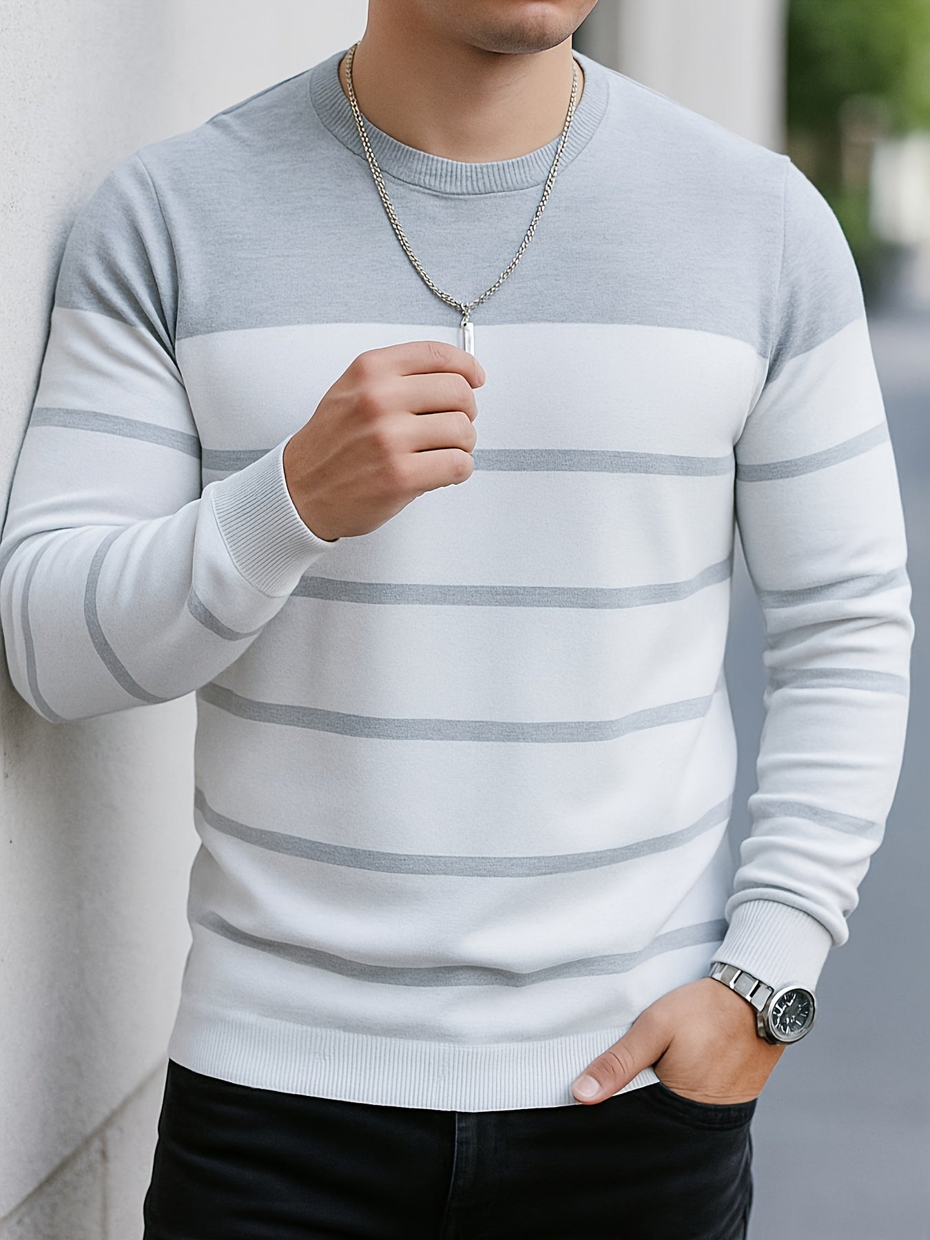 STRIPED KNIT SWEATER FOR MEN