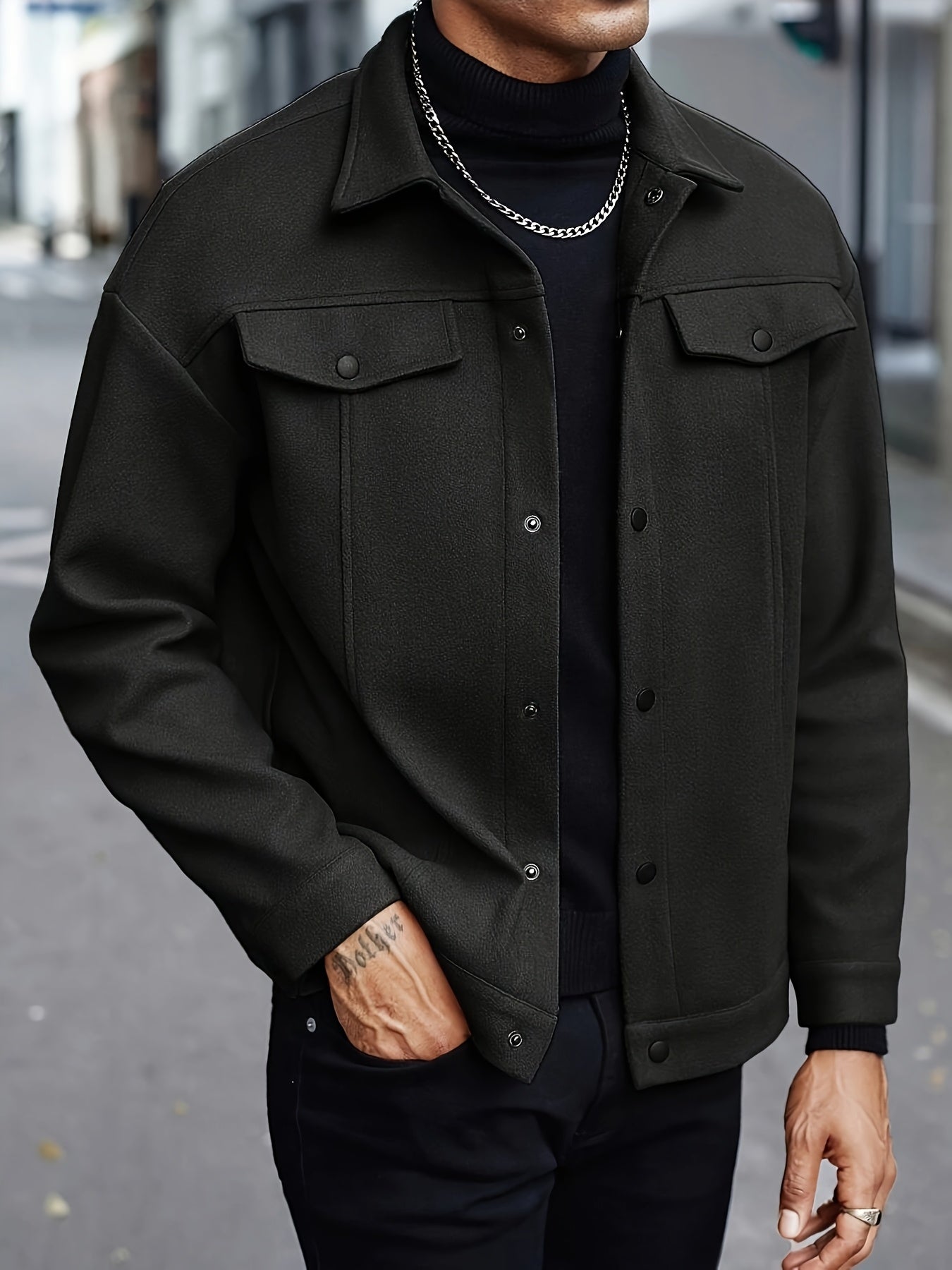 BUTTON-FRONT JACKET FOR MEN
