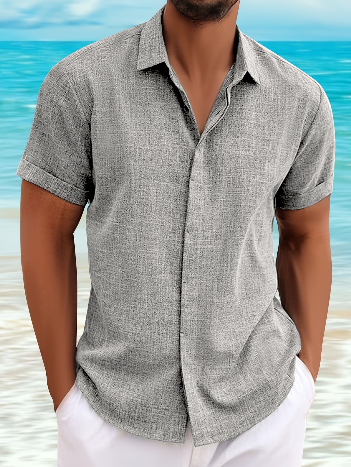 LINEN LAPEL SHIRT FOR MEN