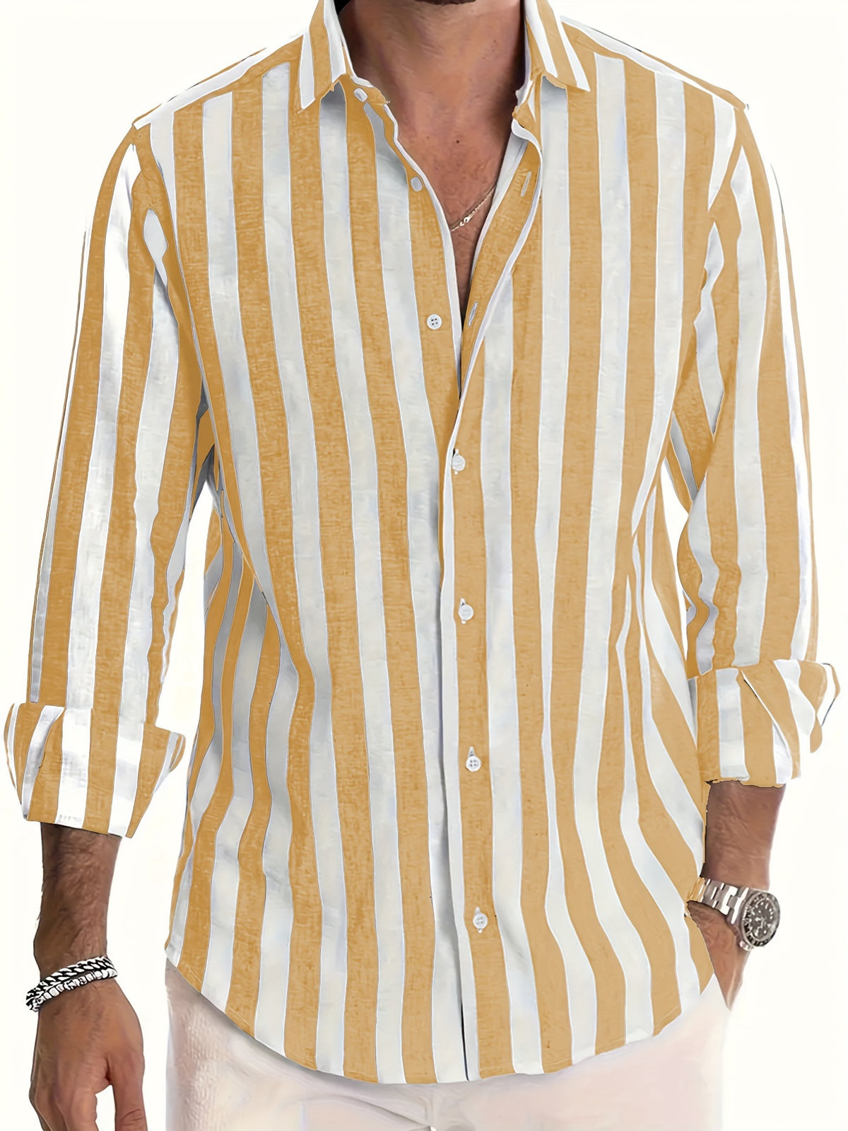 STRIPED COLLARED SHIRT FOR MEN