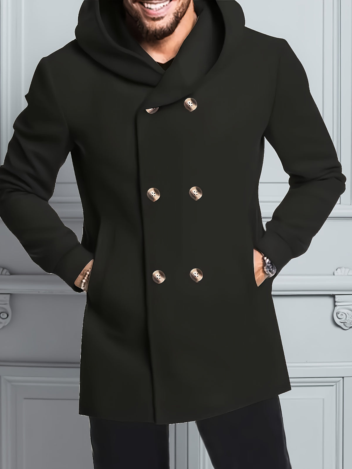 TWEED HOODED COAT FOR MEN