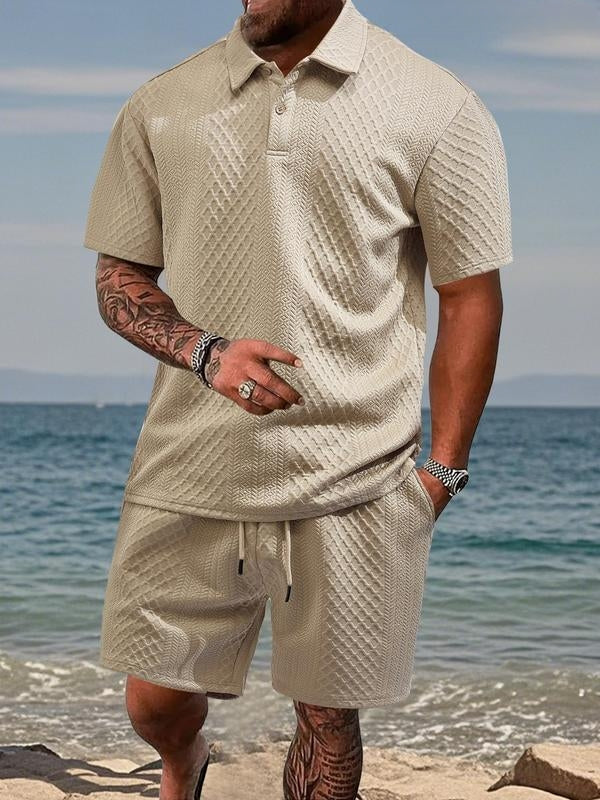 TEXTURED POLO SET FOR MEN