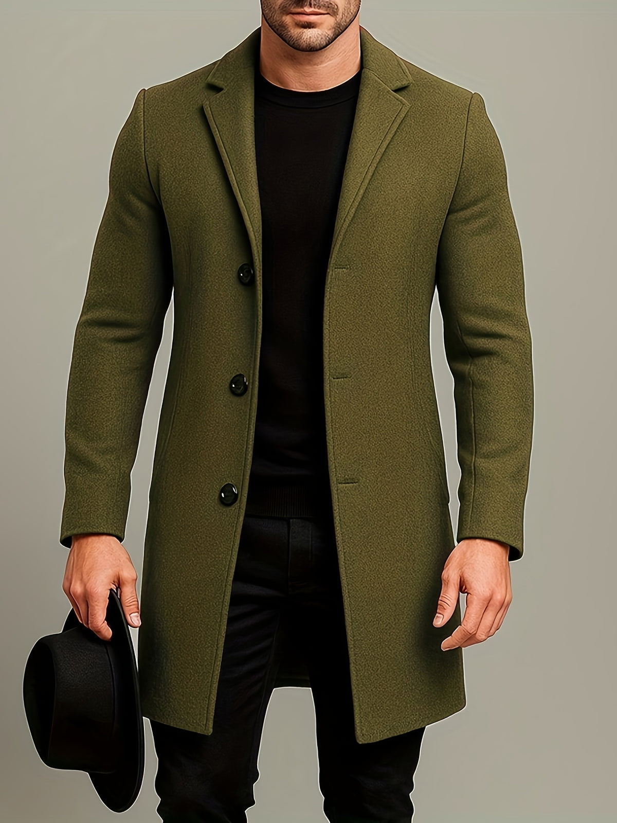 MID-LENGTH TWEED COAT FOR MEN