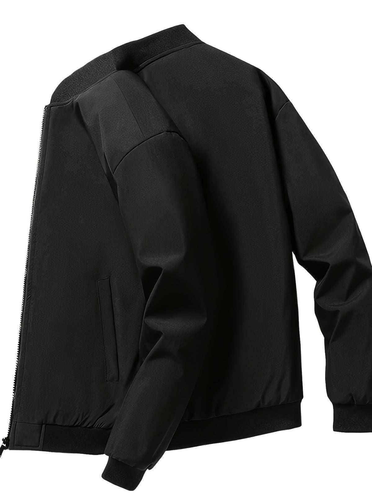SOLID ZIP BASEBALL JACKET FOR MEN