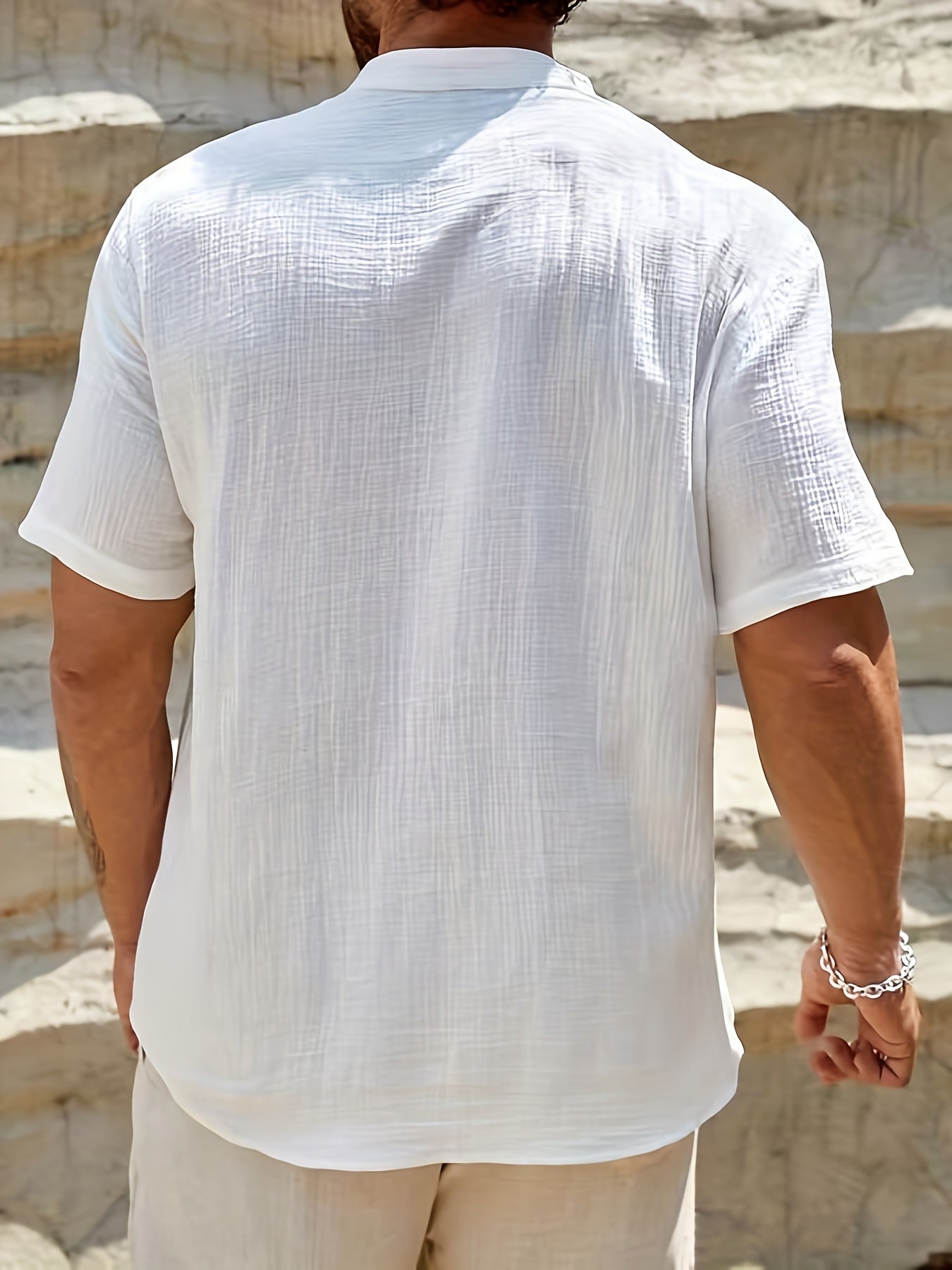 LINEN V-NECK SHIRT FOR MEN
