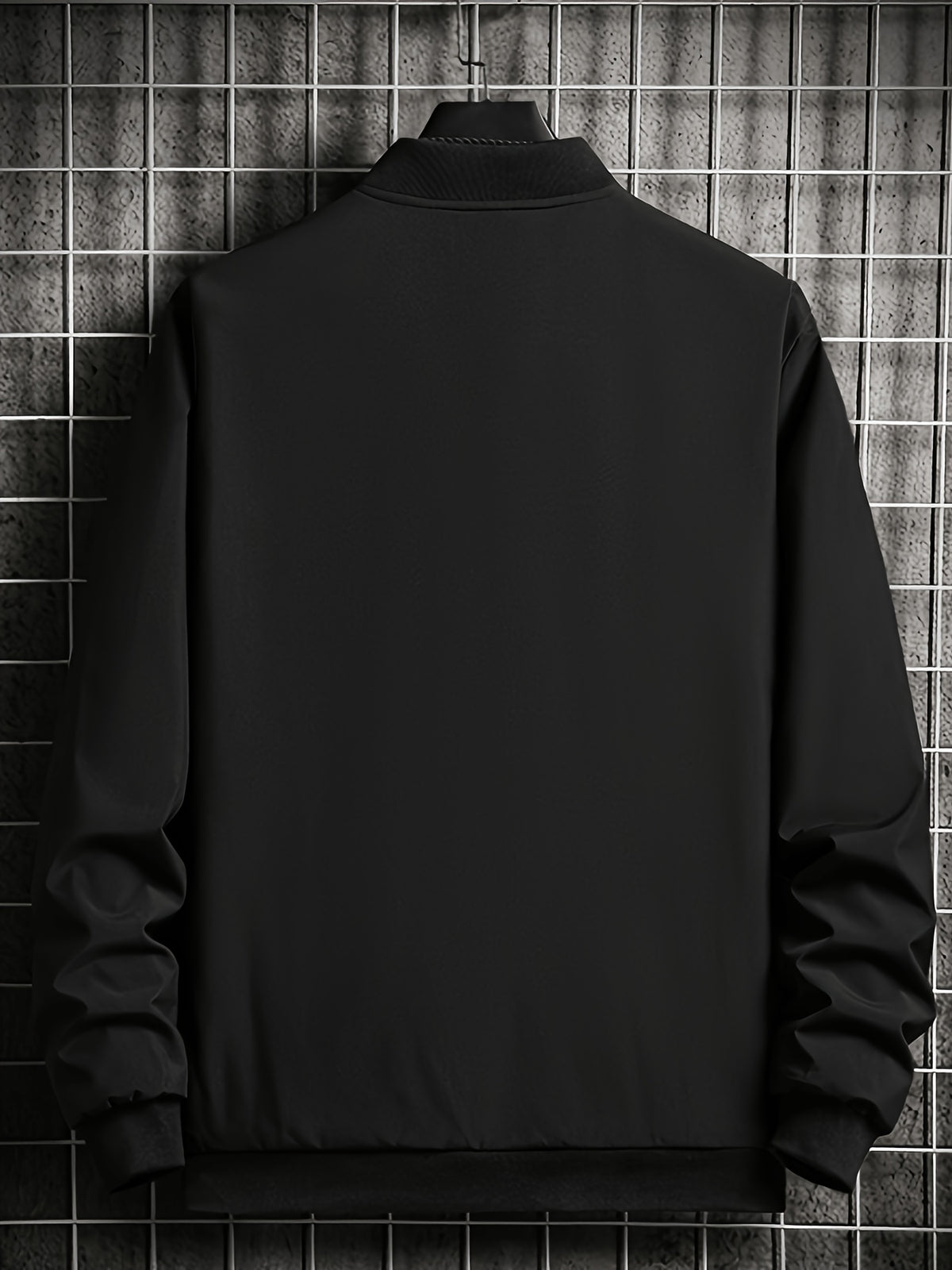 SOLID ZIP BASEBALL JACKET FOR MEN