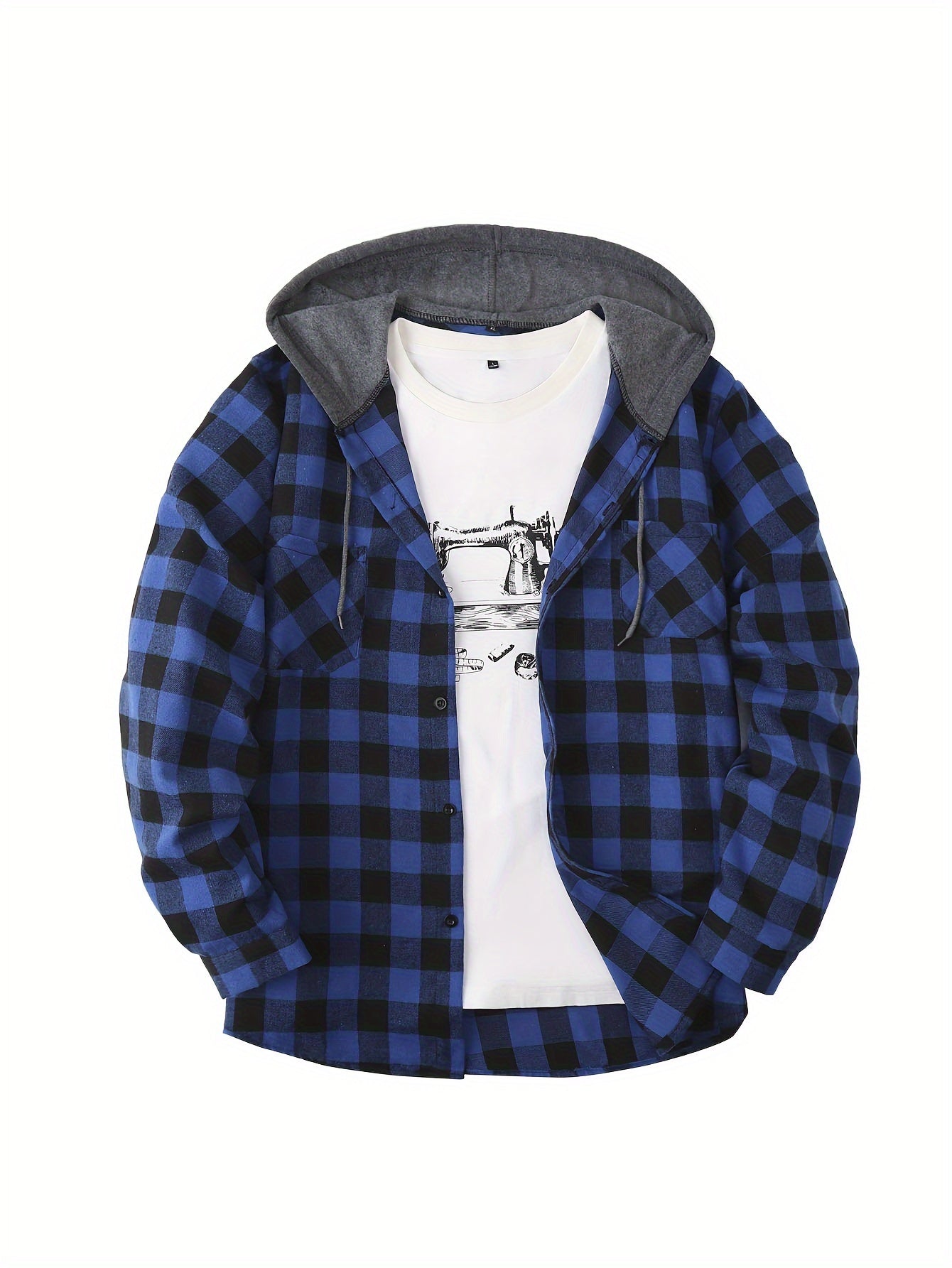 PLAID HOODED SHIRT FOR MEN