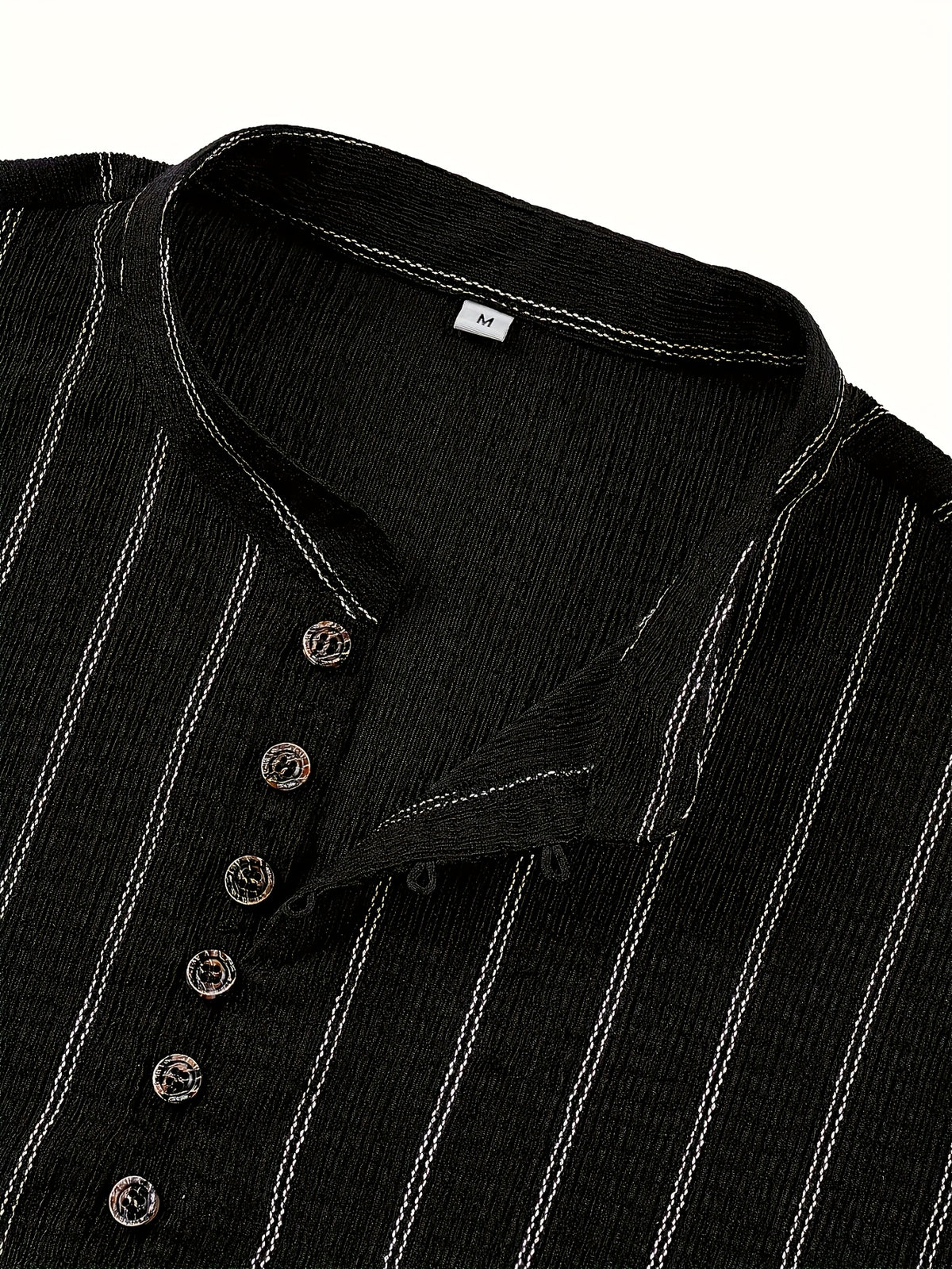 STRIPED KNIT HENLEY FOR MEN
