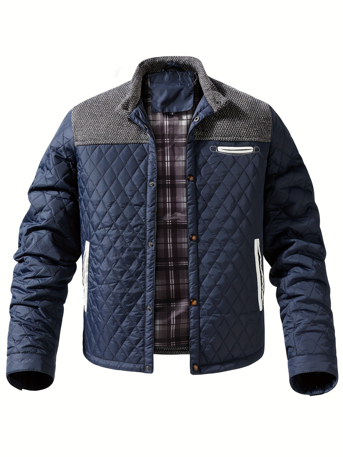 COLOUR BLOCK STAND COLLAR JACKET FOR MEN