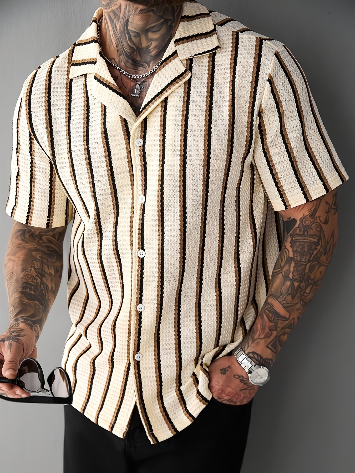 STRIPED KNIT SHIRT FOR MEN