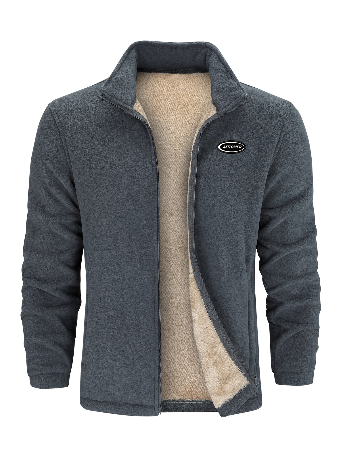 STAND COLLAR FLEECE JACKET FOR MEN