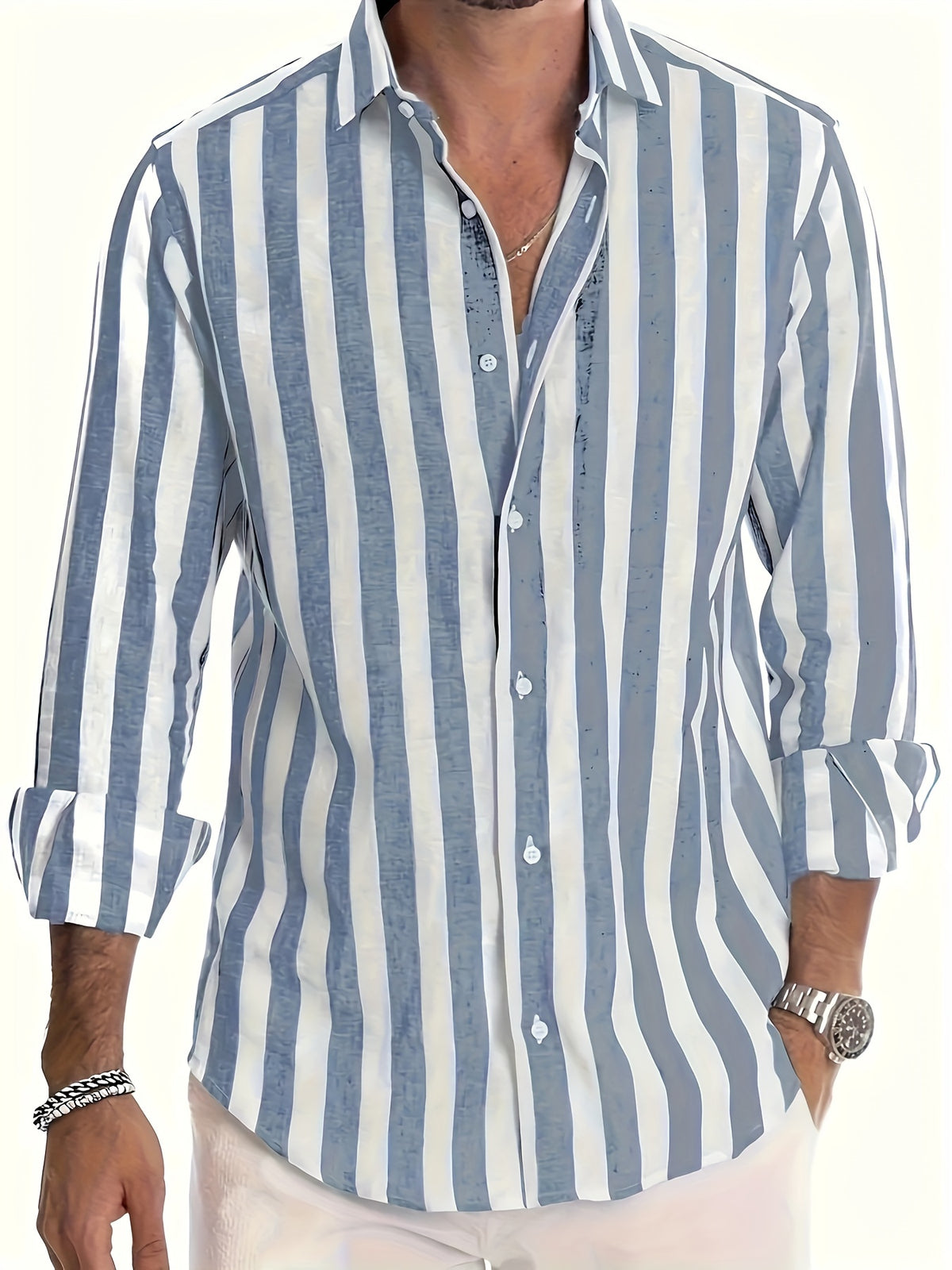 STRIPED COLLARED SHIRT FOR MEN