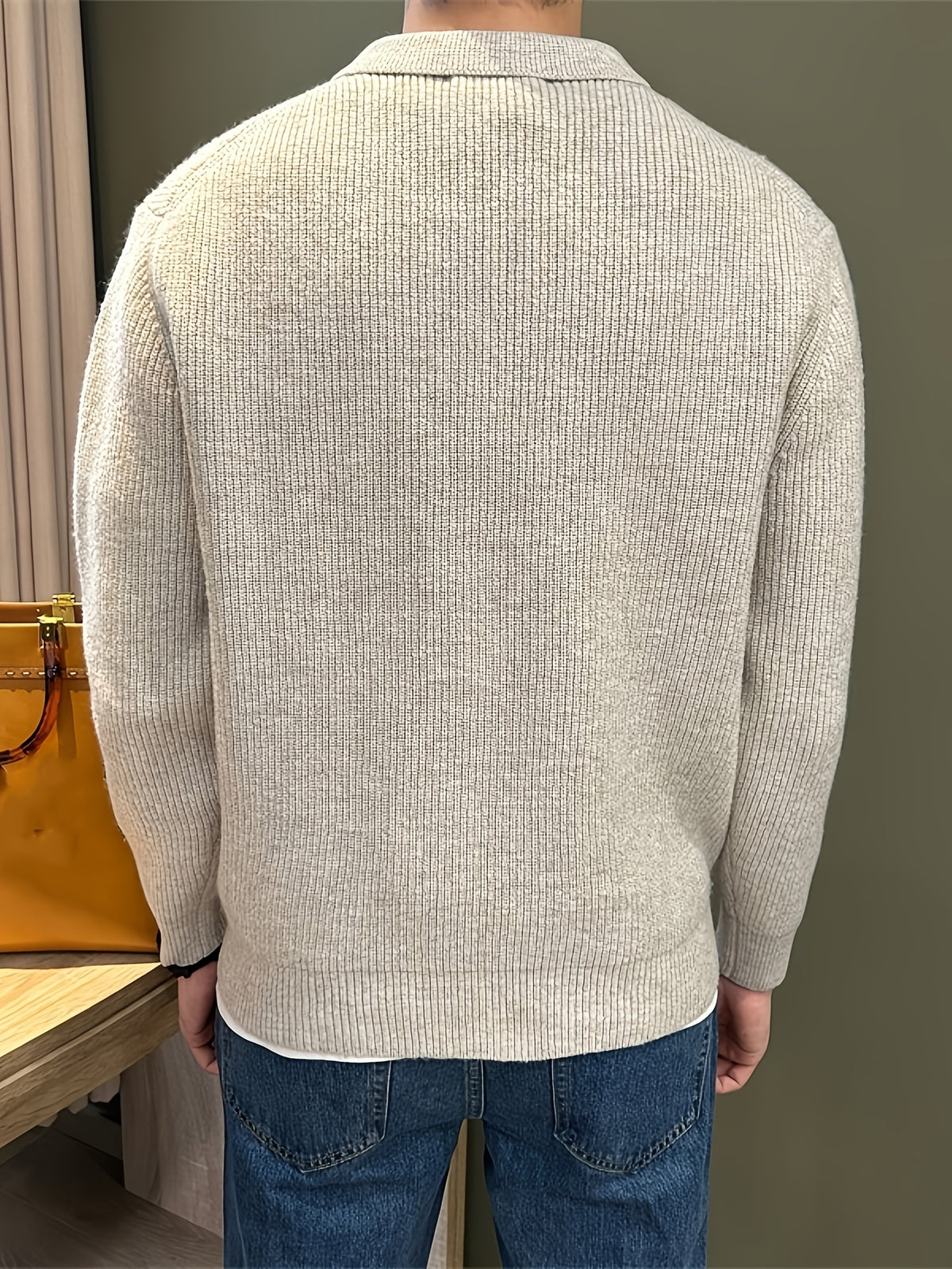 RIBBED POLO SWEATER FOR MEN