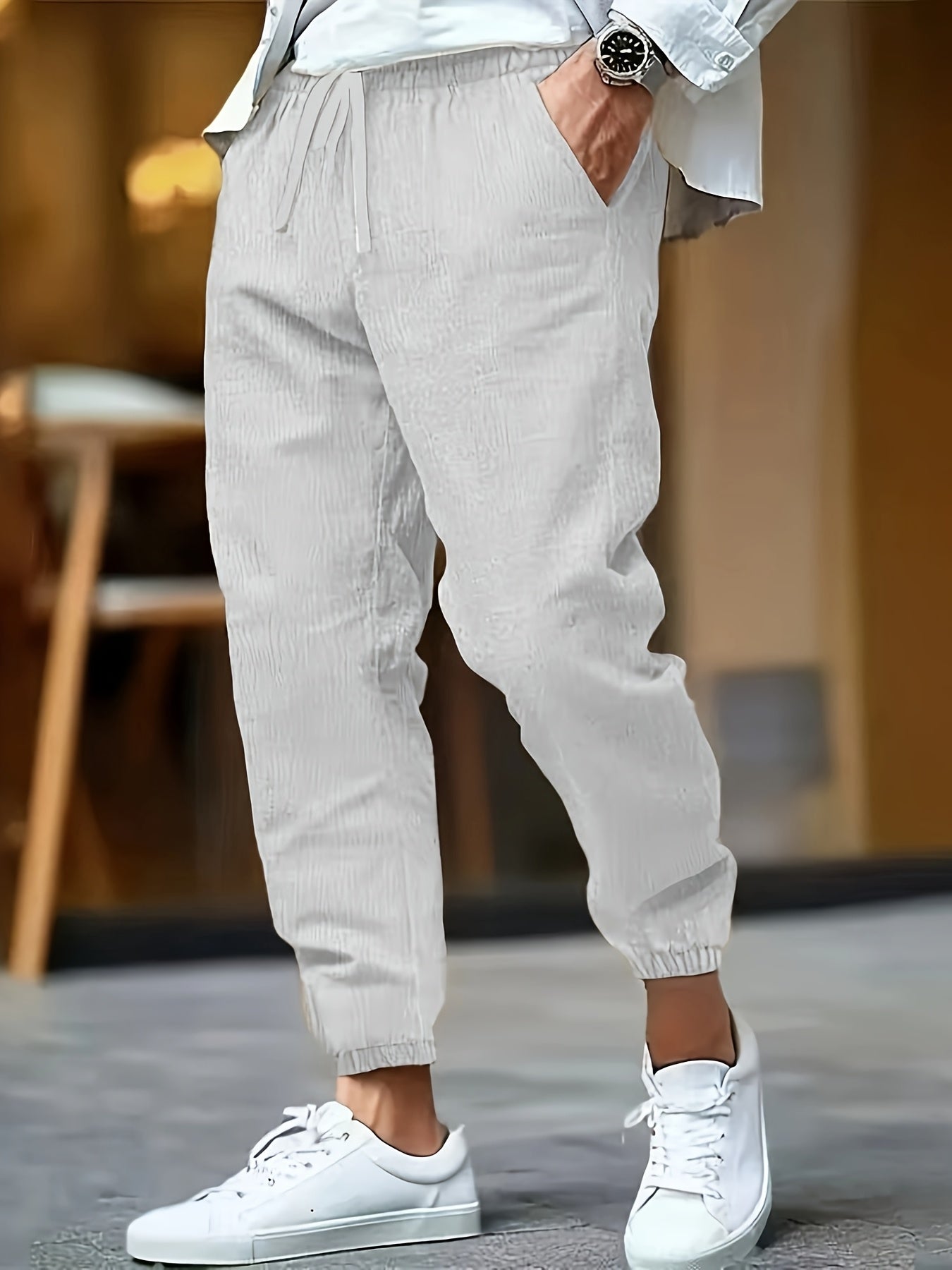 LINEN DRAWSTRING TROUSERS FOR MEN