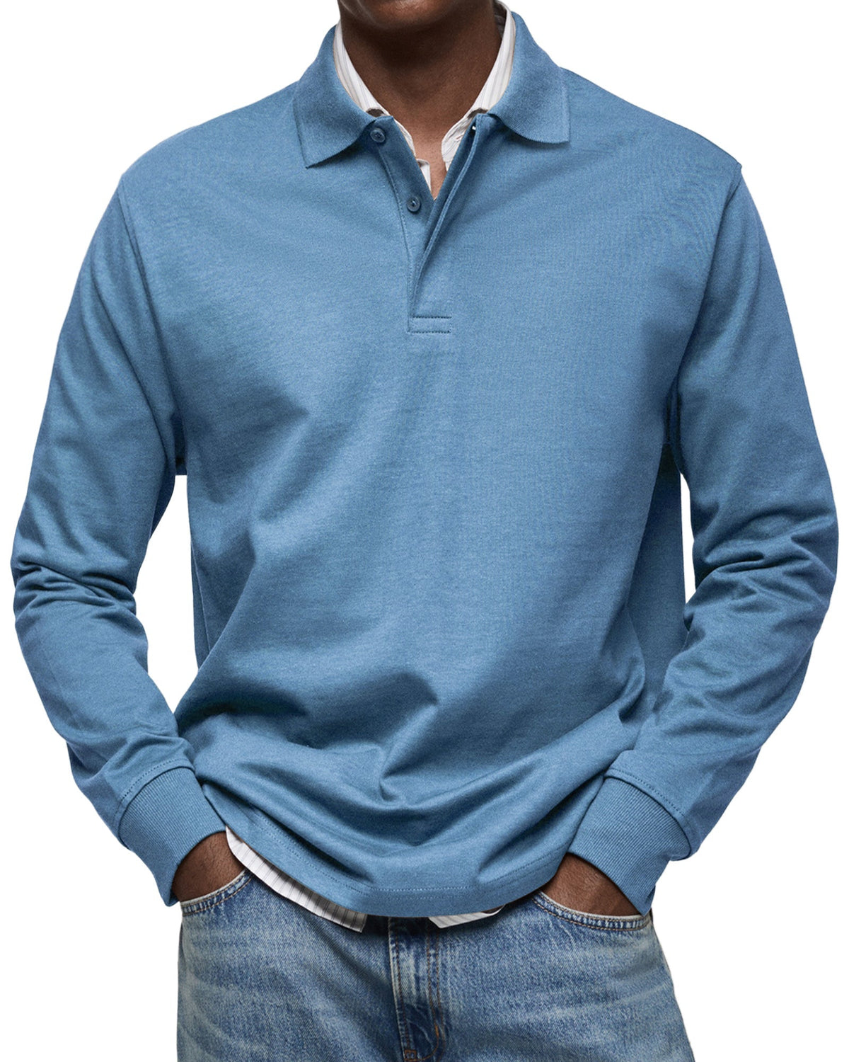 REGULAR FIT LONG SLEEVE POLO SHIRT FOR MEN