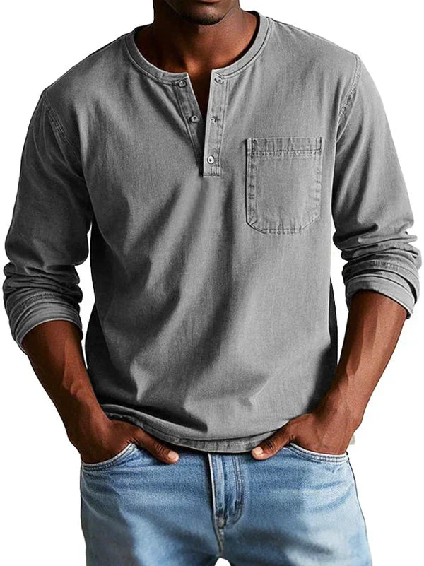 LONG SLEEVE HENLEY SHIRT FOR MEN