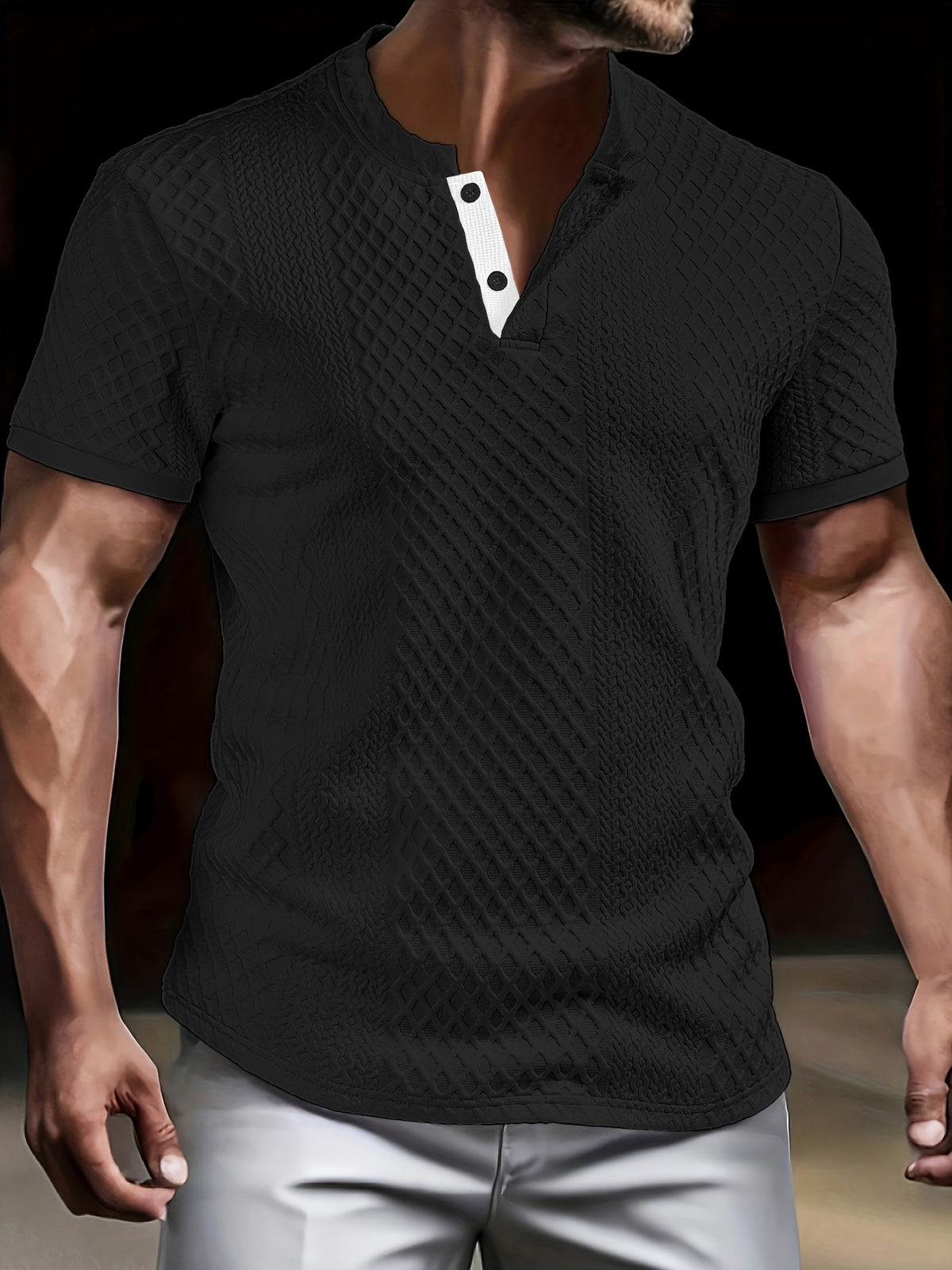 COLOUR BLOCK KNIT SHIRT FOR MEN