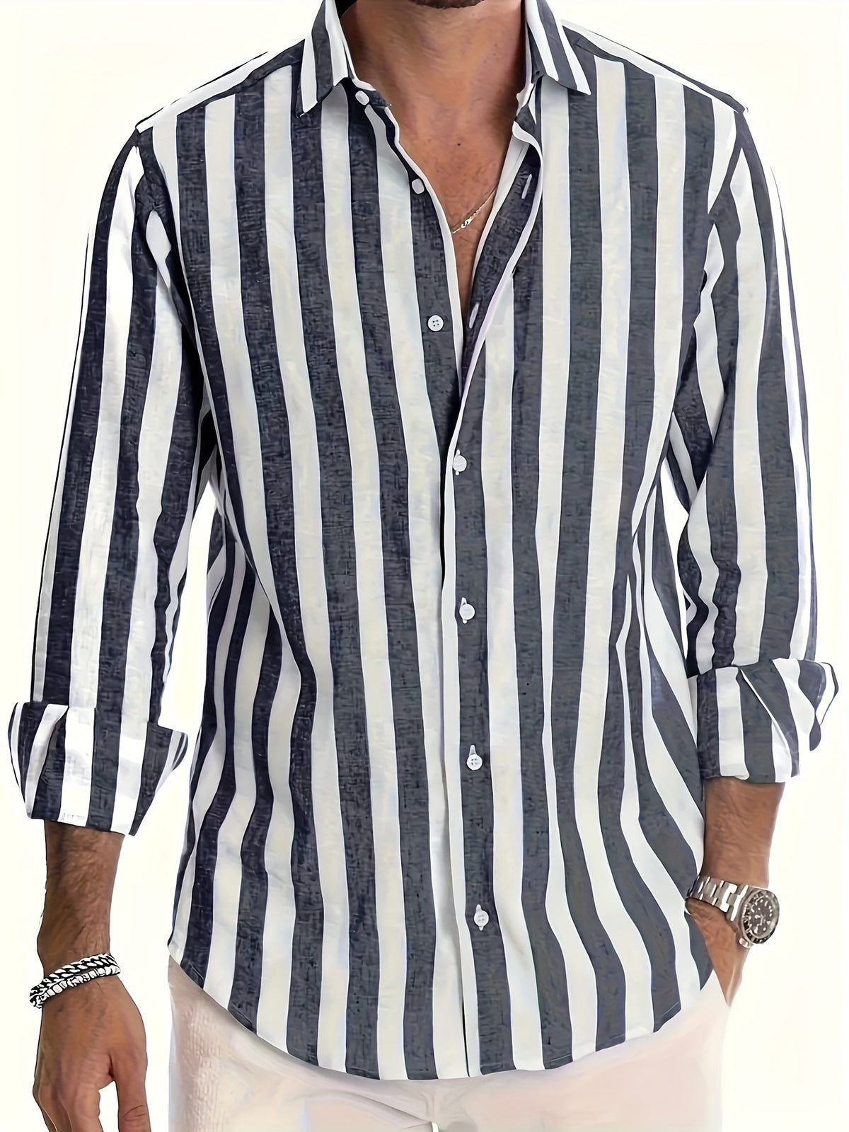 STRIPED COLLARED SHIRT FOR MEN