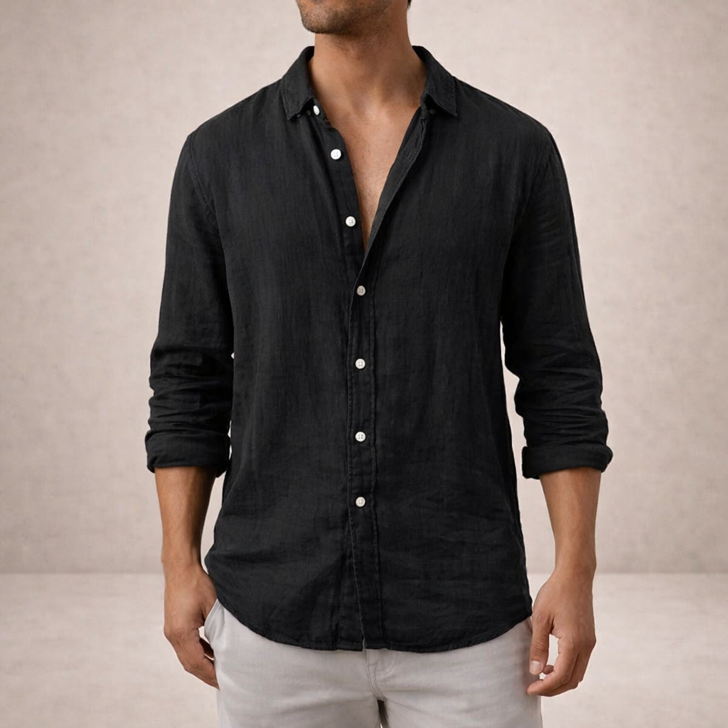 OPEN COLLAR COTTON SHIRT FOR MEN