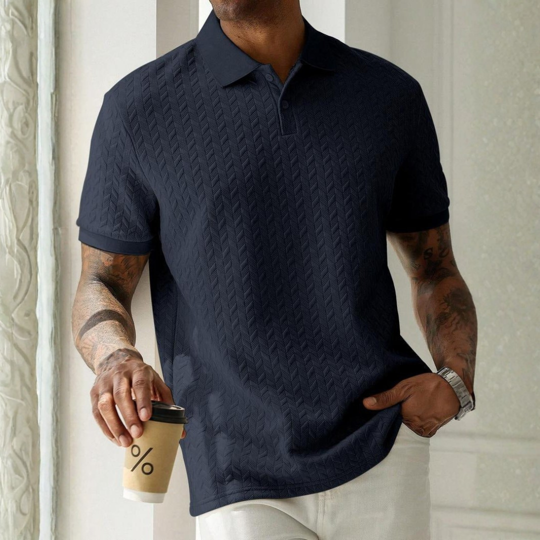 ZIGZAG KNIT POLO SHIRT FOR MEN