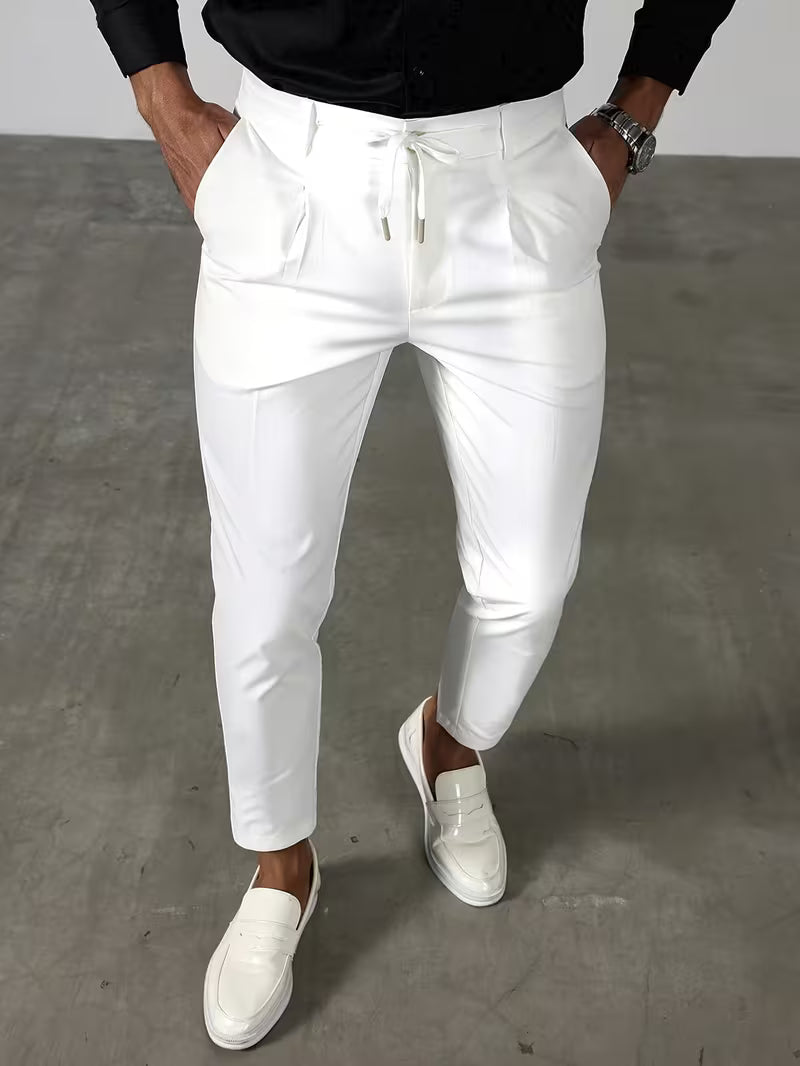PLEATED TAPERED ANKLE TROUSERS FOR MEN