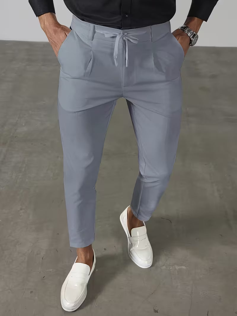 PLEATED TAPERED ANKLE TROUSERS FOR MEN