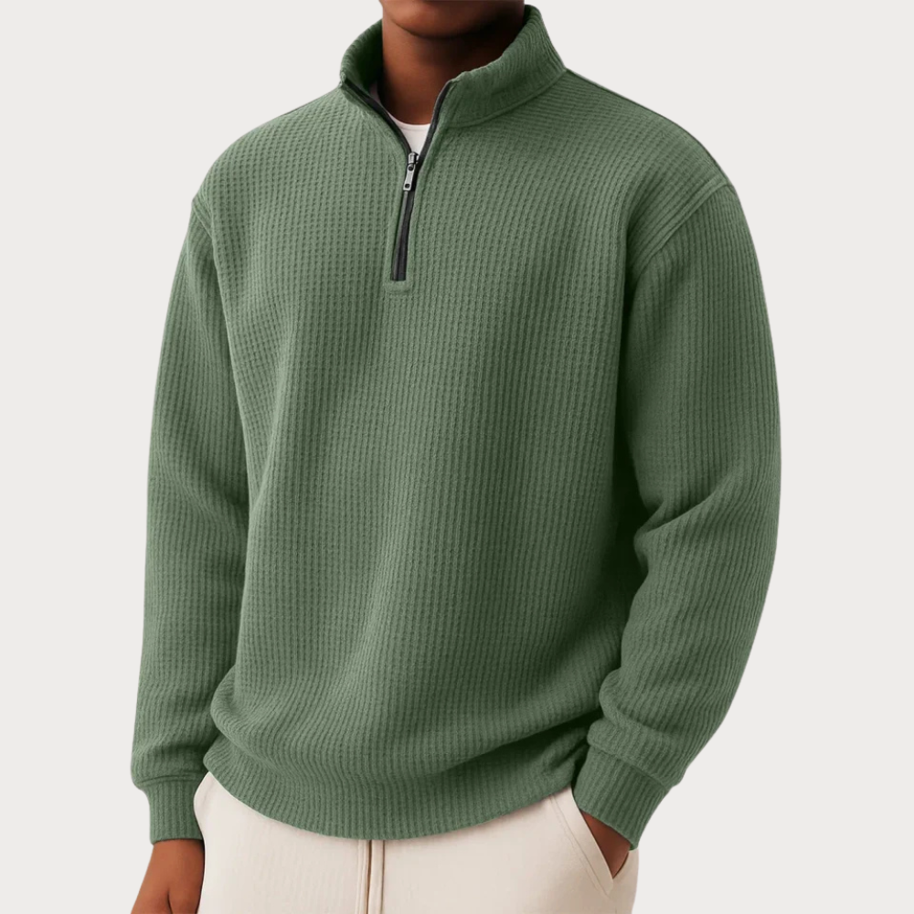 WENTWORTH LONDON |  ZIP-COLLAR KNIT PULLOVER FOR MEN