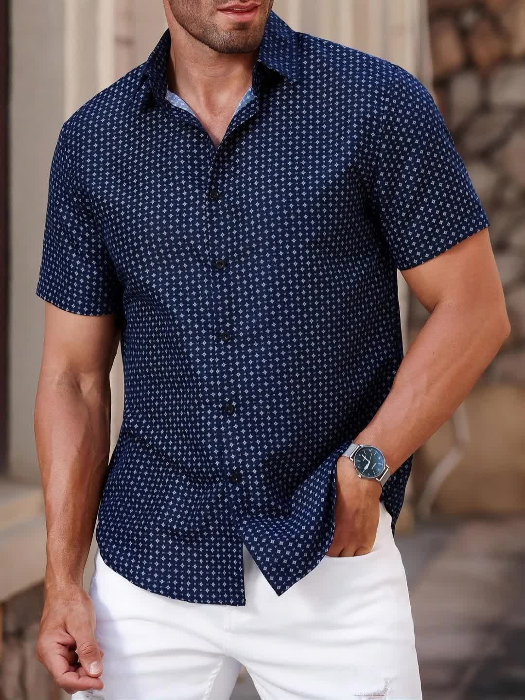 GEOMETRIC CASUAL SHIRT FOR MEN