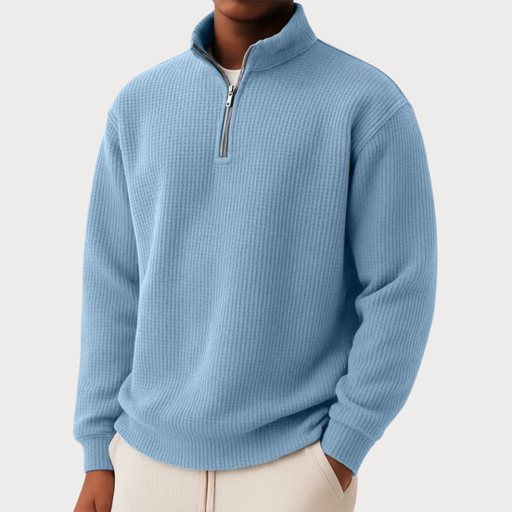 WENTWORTH LONDON |  ZIP-COLLAR KNIT PULLOVER FOR MEN