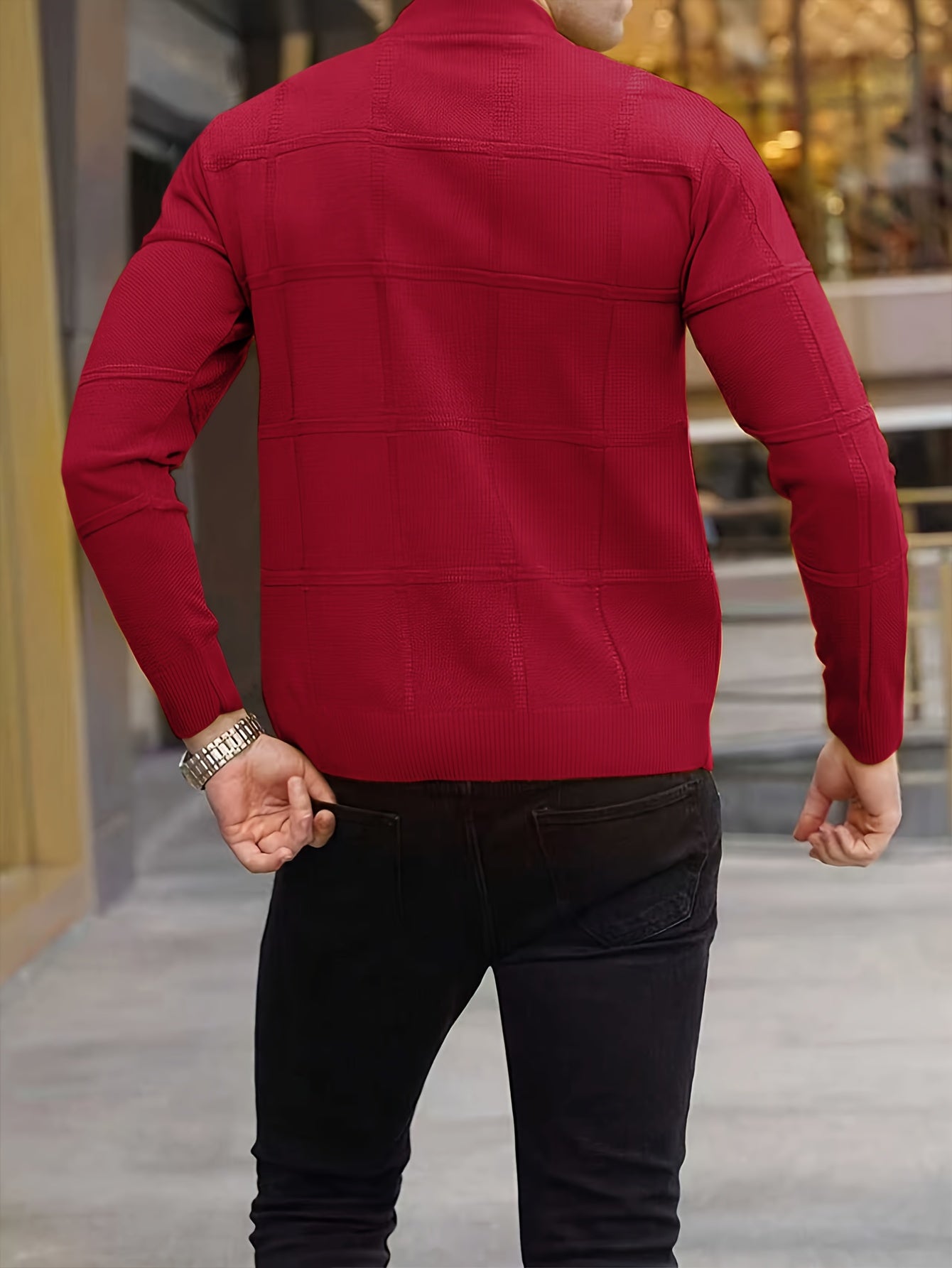 STAND COLLAR KNIT SWEATER FOR MEN