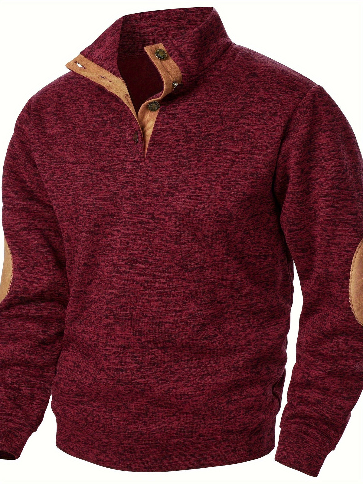 STAND COLLAR BUTTON KNIT SWEATSHIRT FOR MEN