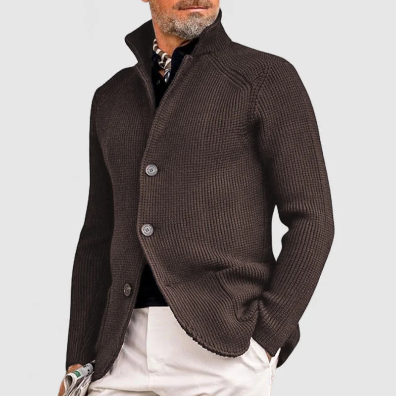STAND COLLAR KNIT CARDIGAN FOR MEN