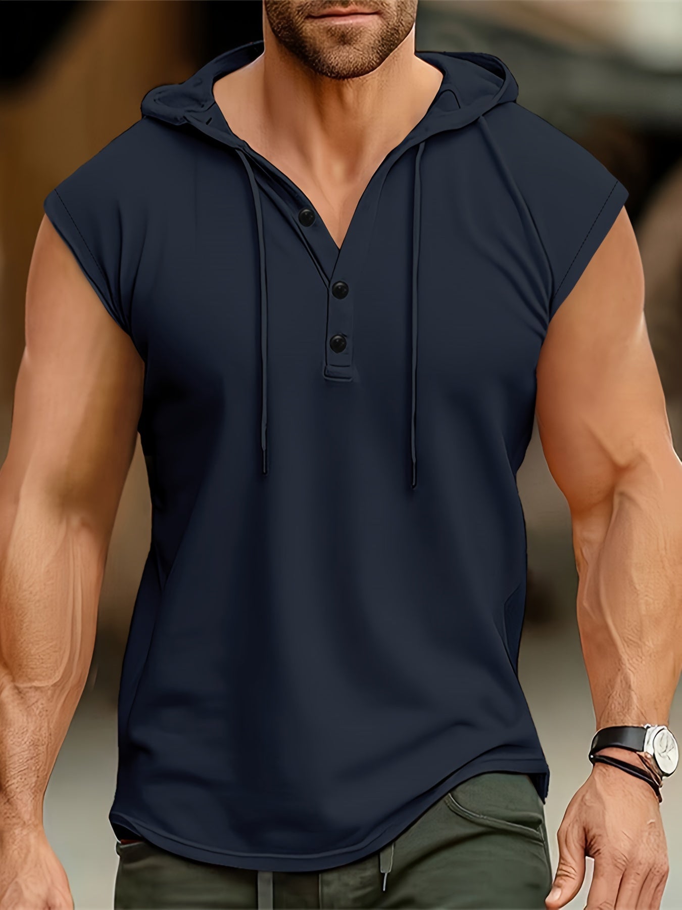 HOODED HENLEY SHIRT FOR MEN