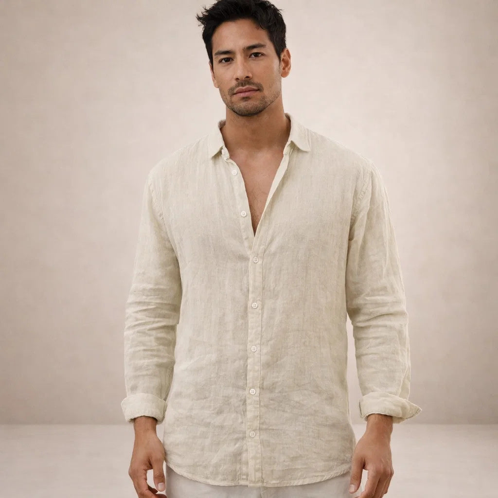 OPEN COLLAR COTTON SHIRT FOR MEN