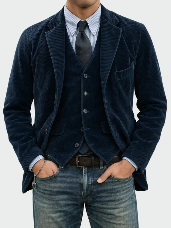 REFINED CORDUROY BLAZER SUIT FOR MEN