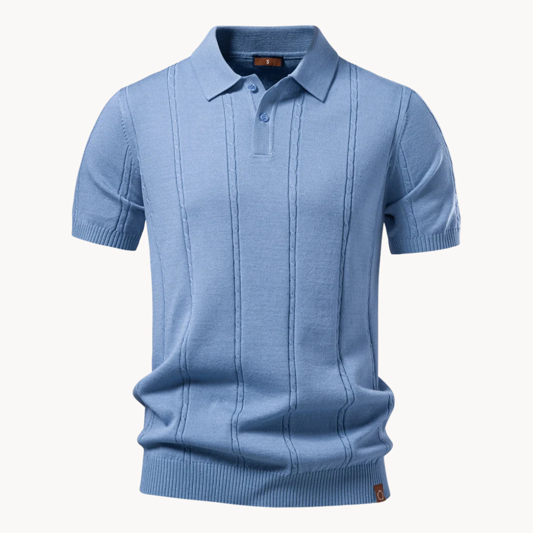 RIBBED KNIT POLO FOR MEN