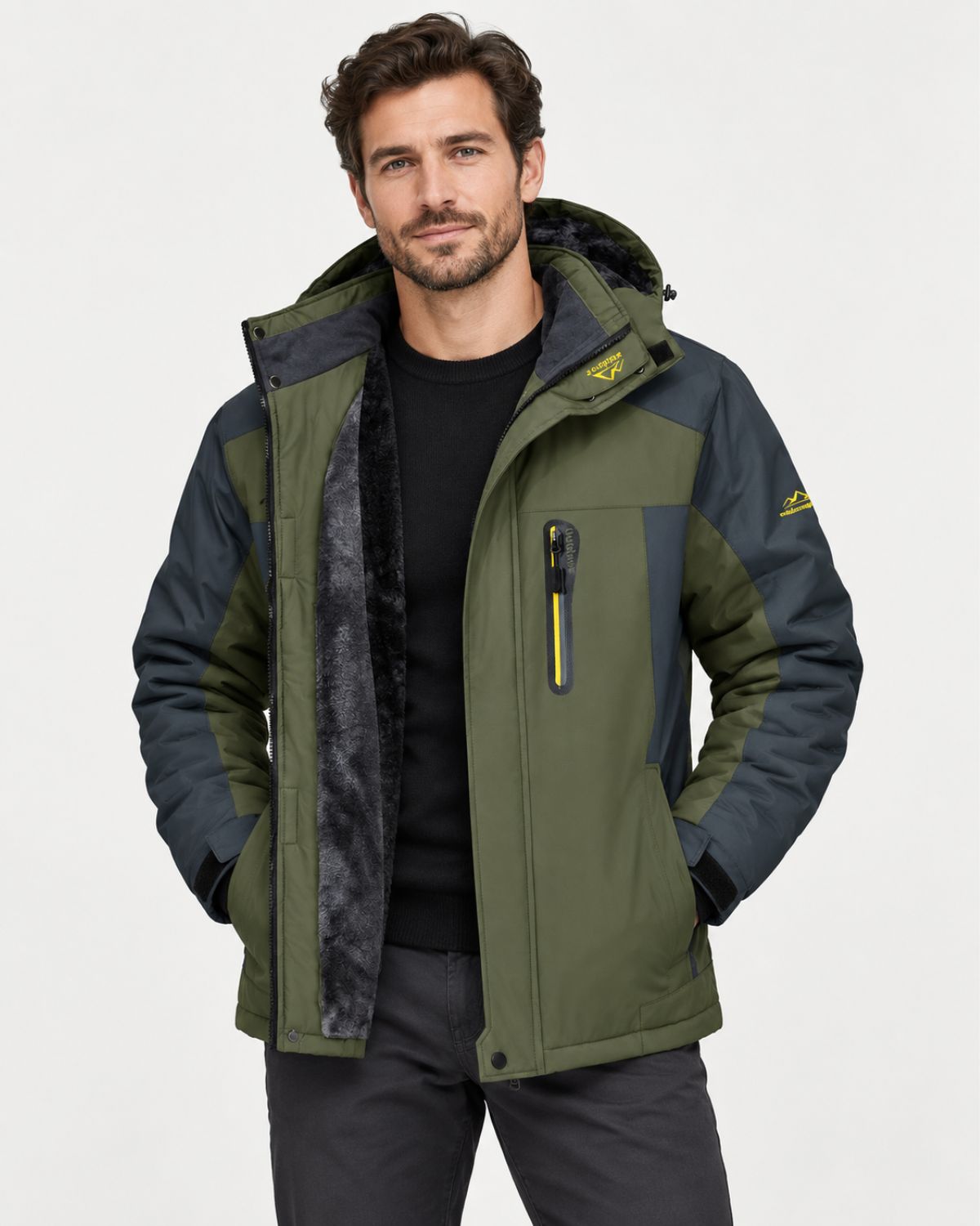 PLUSH LINED HOODED JACKET FOR MEN