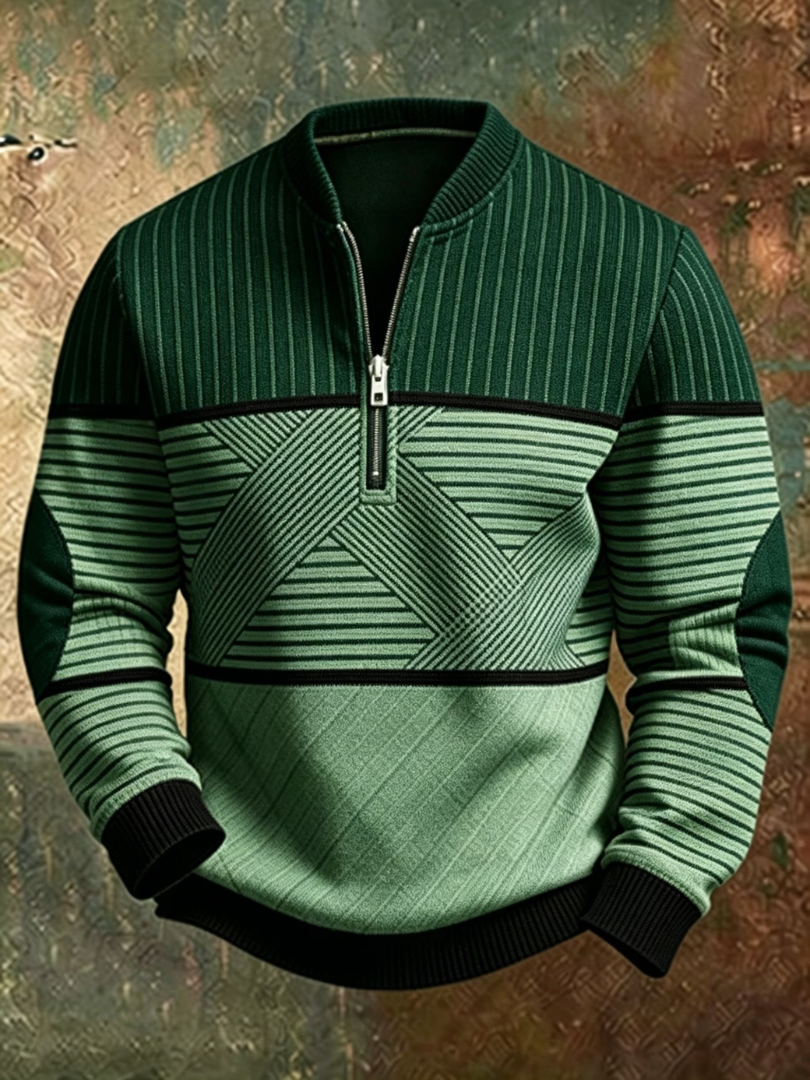 GEOMETRIC HALF ZIP SWEATER FOR MEN