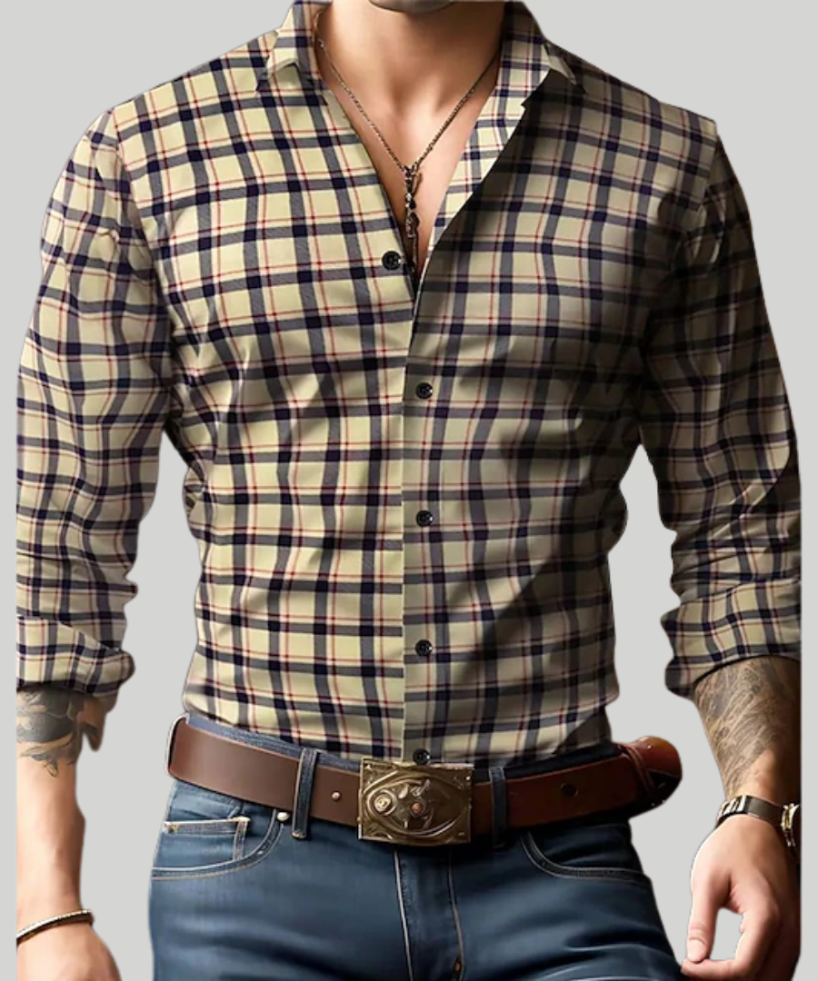PLAID LONG SLEEVE SHIRT FOR MEN