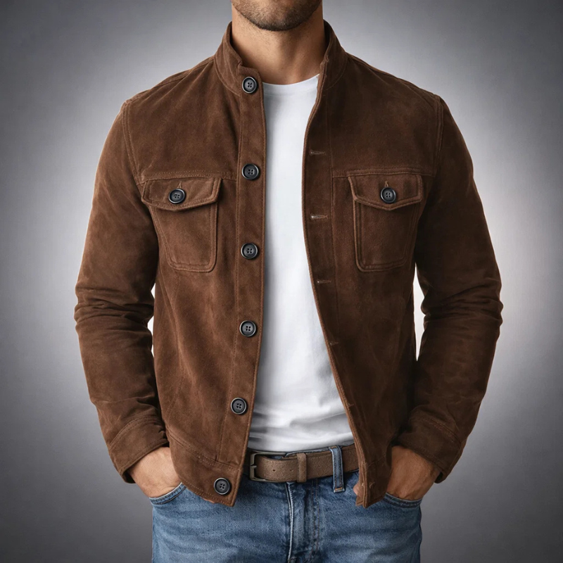 BUTTON FRONT HIGH COLLAR JACKET FOR MEN
