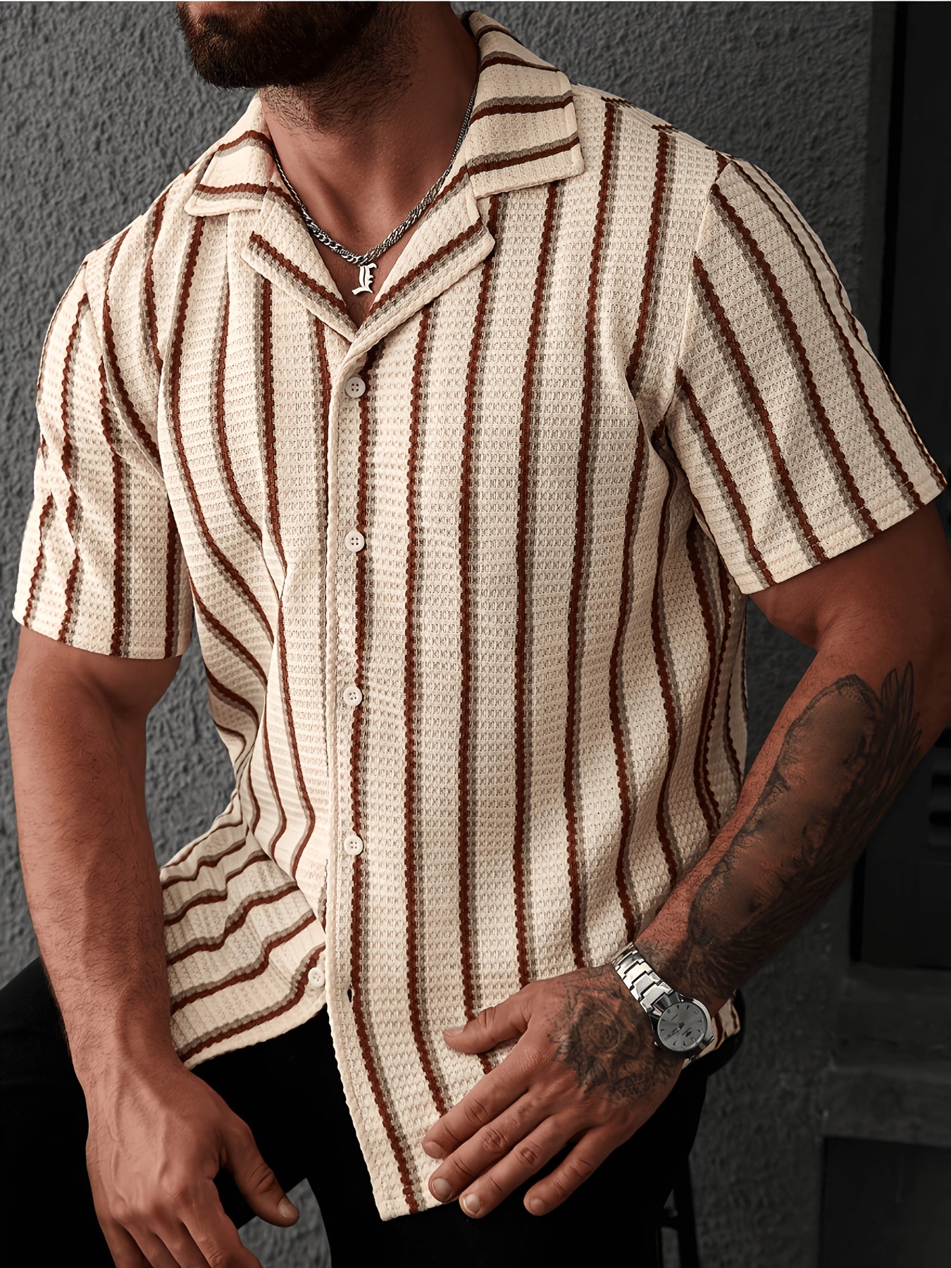 STRIPED KNIT SHIRT FOR MEN