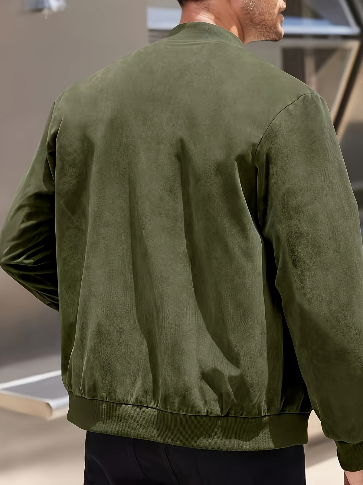 SOLID ZIP BOMBER JACKET FOR MEN
