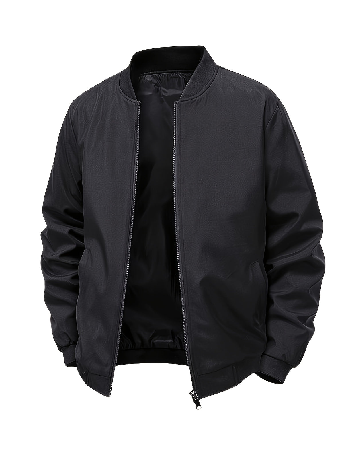 SOLID ZIP BASEBALL JACKET FOR MEN