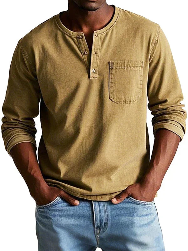 LONG SLEEVE HENLEY SHIRT FOR MEN