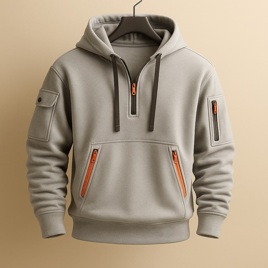 WENTWORTH LONDON | HALF-ZIP FLEECE HOODIE FOR MEN